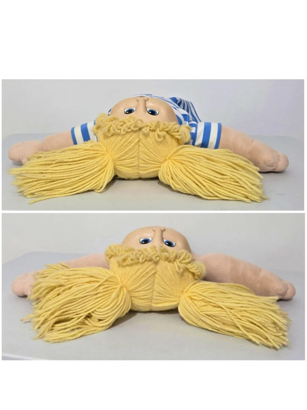 Vintage ‘84 MN Thomas Kids Doll Caucasian Blond Yarn Hair Blue Eyes 20” VTG